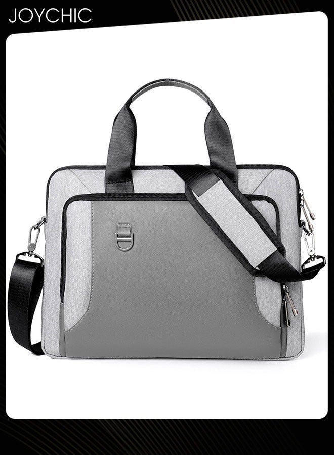 NIBEMINENT 15.6 Inch Business Multi-Pocket Laptop Sleeve Briefcase Large Capacity Shoulder Bag Electronic Accessories Organizer Waterproof Messenger Carrying Case Grey  - Image 2