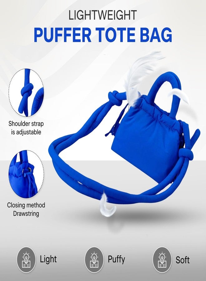 Mini Quilted Puffer Bag for Women – Nylon Crossbody Shoulder Purse with Adjustable Strap, Soft Lightweight Puffy Handbag, Casual Tote Bag for Girls, Travel, and Urban Fashion (royal blue) - Image 5