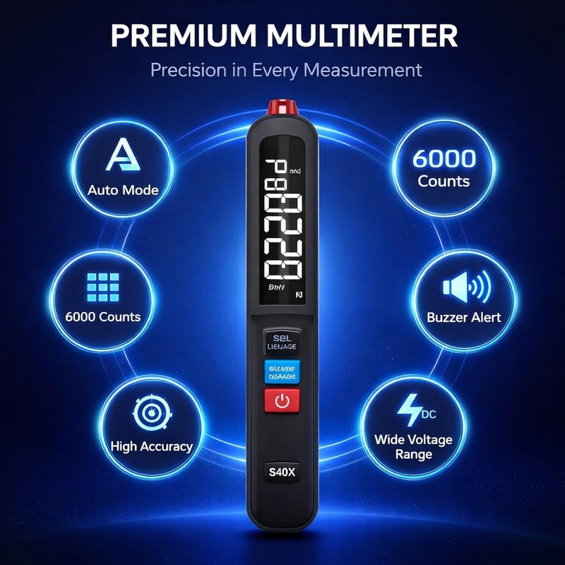Pen Type Digital Multimeter, 6000 Counts, Non Voltage Tester - Multifunctional Tester, Auto Shut Off, Compact Portable Design - Image 3