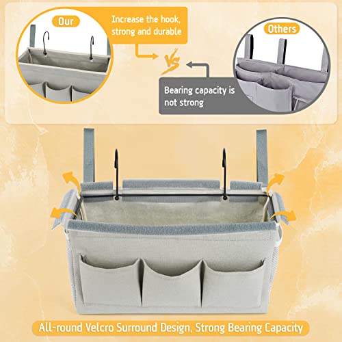 Lilithye Bedside Caddy Organizer with Fixed Straps & Water Bottle Holder for Home, College Dorm, Bunk Bed, Hospital & Crib Bed Rails (2 pcs, Grey) - Image 5