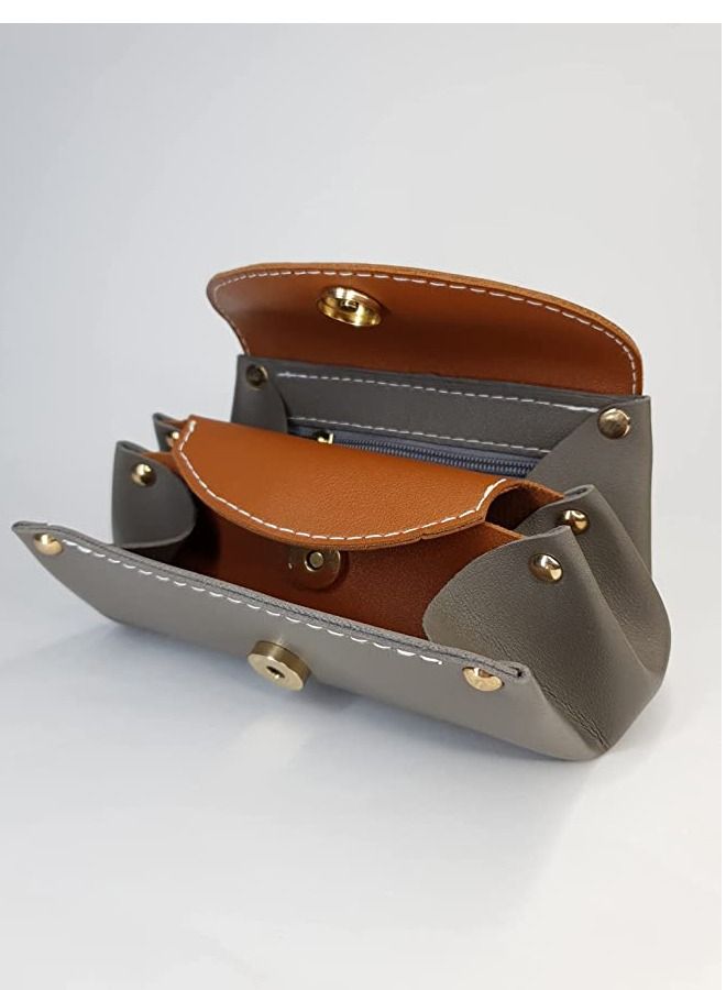 B.S COLLECTION Women's Wallet and Book in Leather, Two Colors, Large Capacity, Multiple Pockets, Gray - Image 2