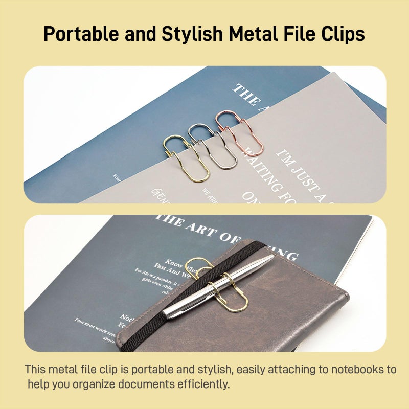 Ceemiaa 12-Pack Metal Pen Clips â€“ Gold, Silver & Rose Gold Paperclip Pen Holders for Notebooks, Journals & Office Use - Image 5