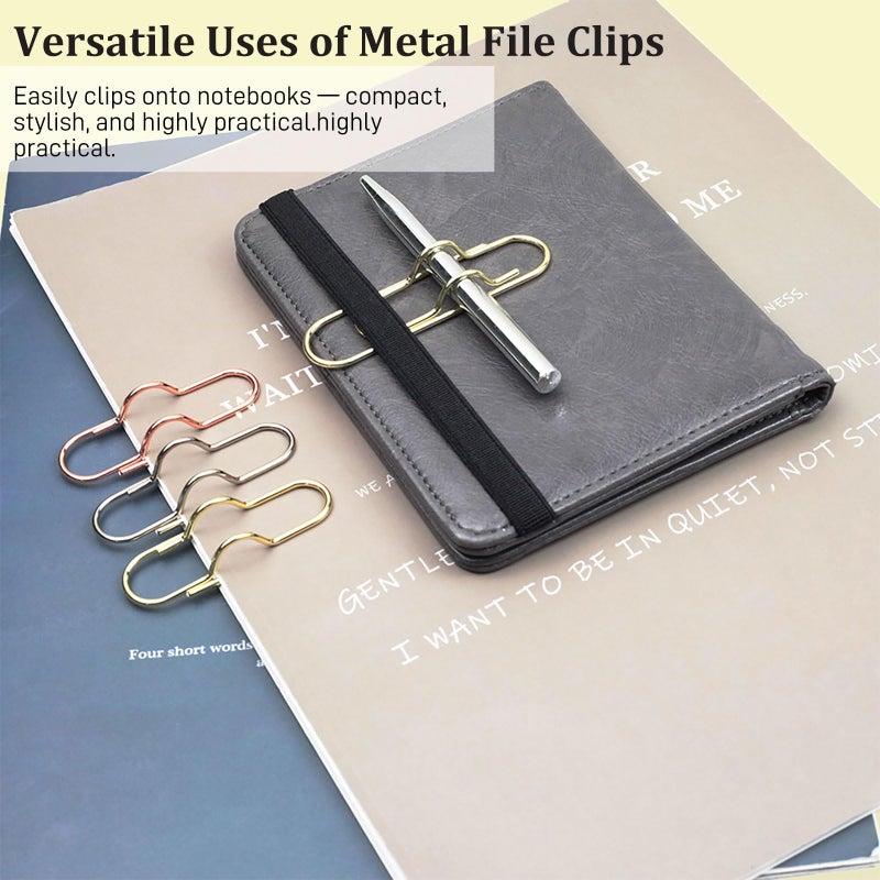 Ceemiaa 12-Pack Metal Pen Clips â€“ Gold, Silver & Rose Gold Paperclip Pen Holders for Notebooks, Journals & Office Use - Image 3