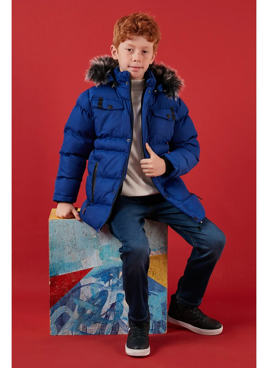 Lela Plush Lined Removable Hooded Water-Resistant Puffer Coat Boys' Coat 5760023