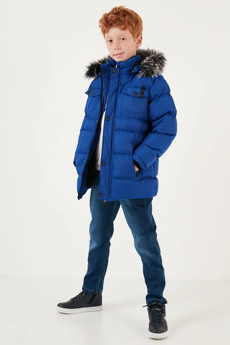 Lela Plush Lined Removable Hooded Water-Resistant Puffer Coat Boys' Coat 5760023