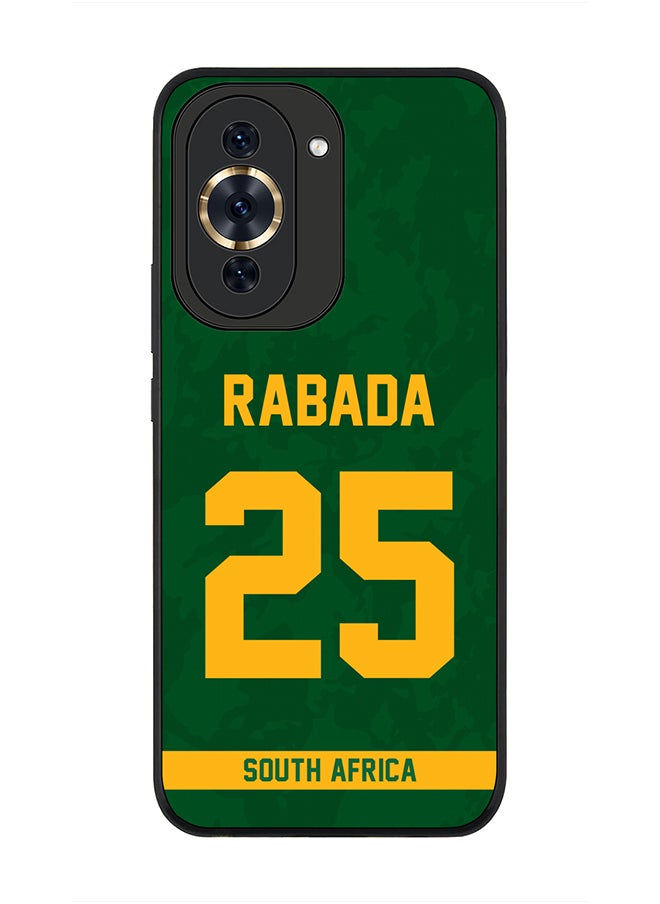 Stylizedd - Rugged Black Edge Case for Huawei nova 10 Pro, Slim fit Soft Case Flexible Rubber Edges Thin Cover - Player Name - Kagiso Rabada, Jersey Number- 25 - Image 1