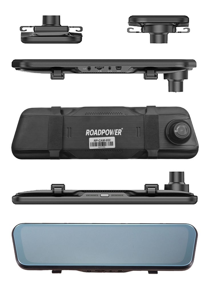 RoadPower - Dash Cam 950 Full Screen Streaming Rearview Mirror Recorder 10" IPS + Touch Screen Full HD 1080P (Support Maximum 32GB Micro SD Card) - Image 1