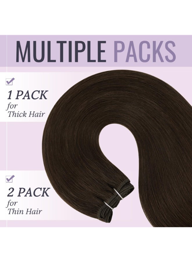 Fshine Weft Hair Extensions Real Human Hair 14 inch 100 g Dark Brown Double Weft Full Head Seamless Invisible Design Suitable for Travel Daily Wear Elegant Looks Easy to Maintain Blend Naturally - Image 4