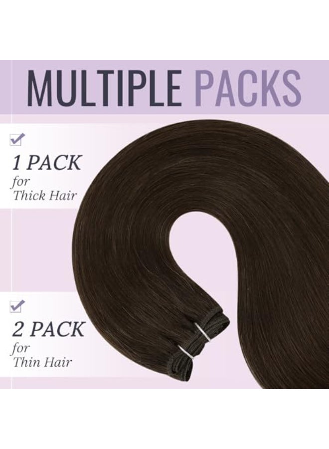 Fshine Weft Hair Extensions Real Human Hair 14 inch 100 g Dark Brown Double Weft Full Head Seamless Invisible Design Suitable for Travel Daily Wear Elegant Looks Easy to Maintain Blend Naturally - Image 3
