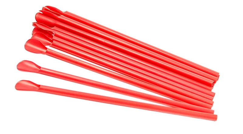 Concession Essentials 10"" Unwrapped Red Spoon Straws - Box of 300ct (CE-Spoon Red 10-UN-300) - Image 1