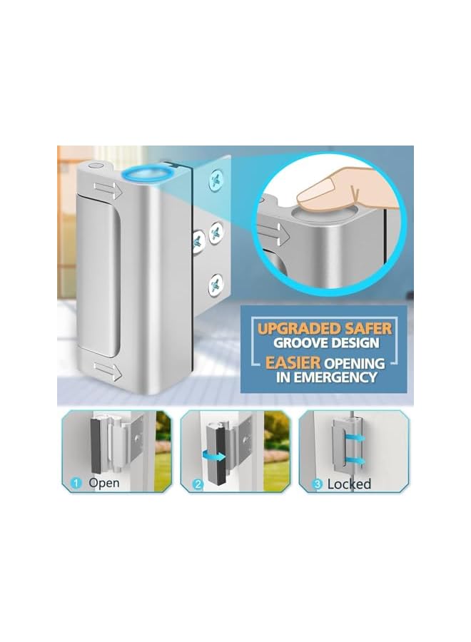 PROMASS Home Security Door Reinforcement Lock, Metal Door Locks for Kids Safety Top Front Door Child Proof Safety Lock Extra High Security Door Locks Latch Withstand 800lbs for Inside Swing Door Chain  - Image 4