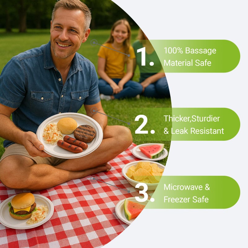 Drihara White Paper Plates 7 Inch (Round,150 Count) Heavy Duty Disposable Dinner Plates Bulk, Small Compostable Dessert Dishes for Party, BBQ and Gathering, Microwave-Safe/Sturdy/Leak Resistant - Image 5