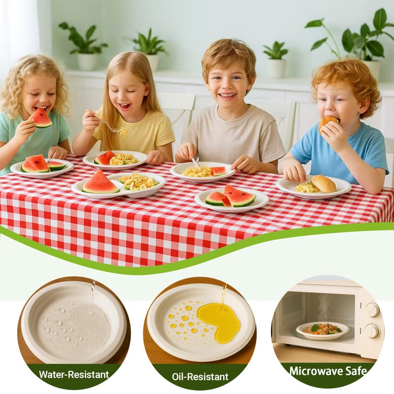 Drihara White Paper Plates 7 Inch (Round,150 Count) Heavy Duty Disposable Dinner Plates Bulk, Small Compostable Dessert Dishes for Party, BBQ and Gathering, Microwave-Safe/Sturdy/Leak Resistant - Image 2