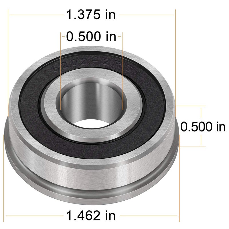 Sunluway 10 Pack Flanged Ball Bearing ID 1/2" x OD 1-3/8" x 1/2" Suitable for Lawn Mower, Wheelbarrows, Carts & Hand Trucks Wheel Hub, etc. Deep Groove Double Sealed Ball Bearings - Image 2