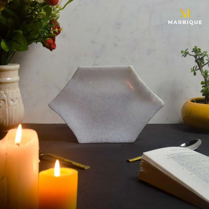 MARBIQUE Premium White Marble Tray Platter Serving Board 22×15 cm - Image 2