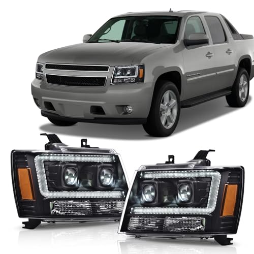 GPLUS مجموعة مصابيح LED G-PLUS الأمامية متوافقة مع شيفروليه تاهو أفالانش سوبربان 1500 2500 2007-2014 مجموعة مصابيح إشارة الانعطاف الزاوية الأمامية اليسرى واليمنى عدسة شفافة هيكل أسود عاكس كهرماني - Image 2