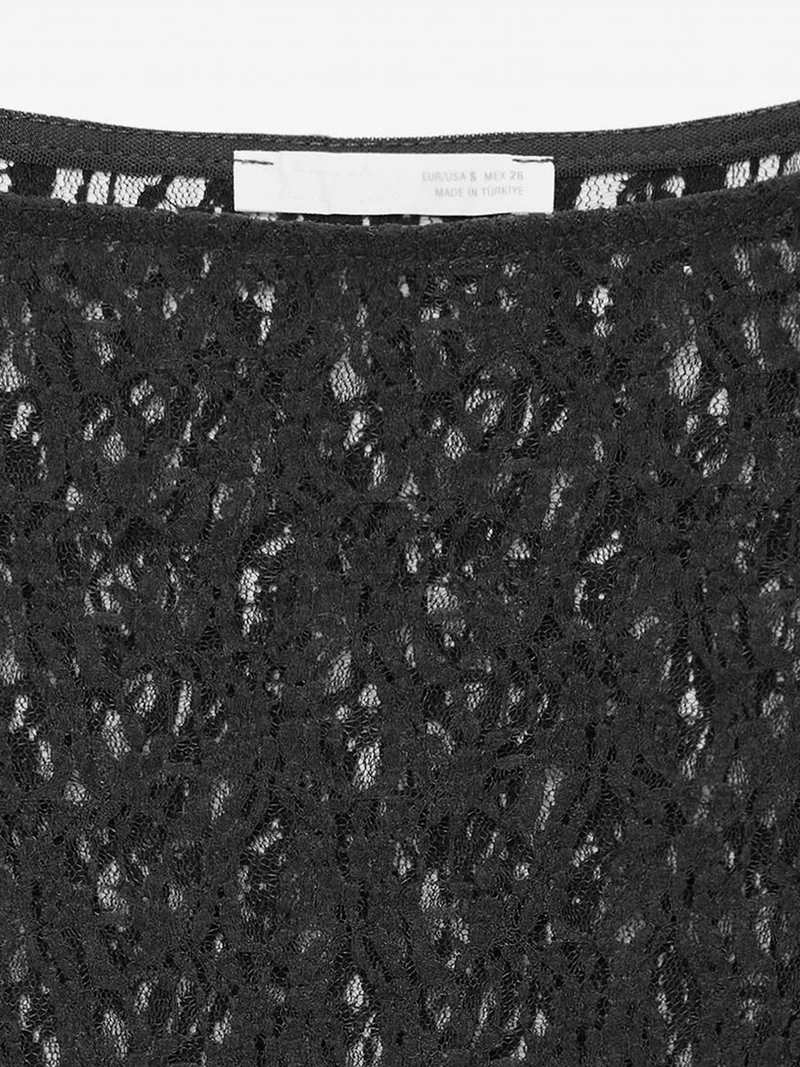 Dilvin Black DILVIN Slim Fit Lace Boat Neck Blouse for Women | Best Price UAE