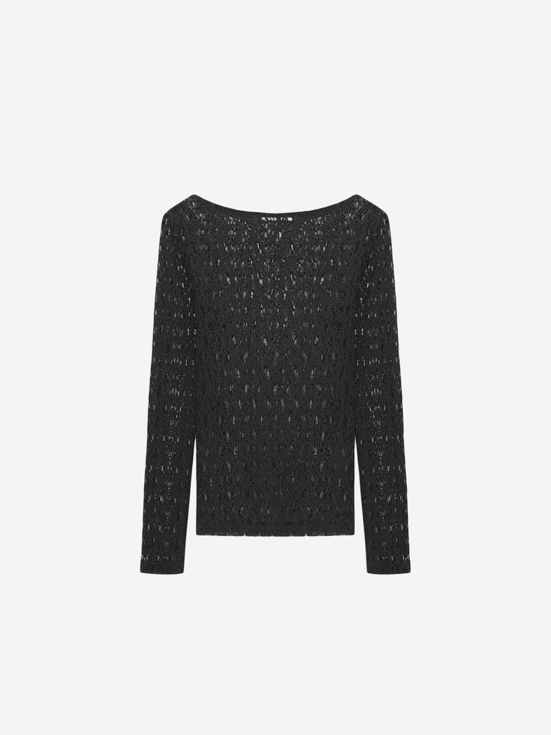 DILVIN Slim Fit Lace Boat Neck Blouse - Image 3