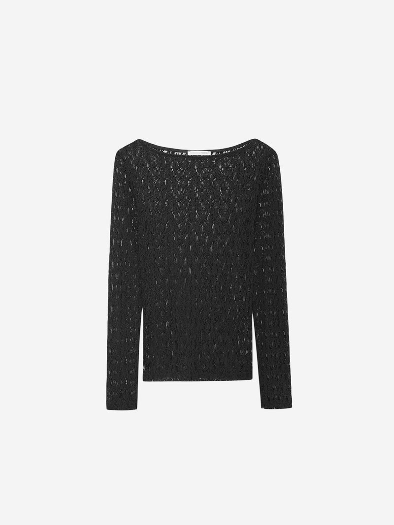 DILVIN Slim Fit Lace Boat Neck Blouse - Image 1