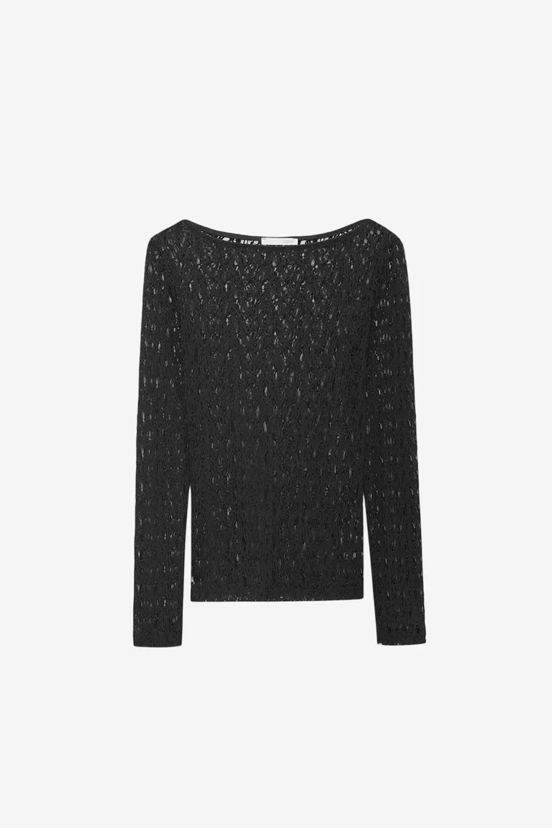 DILVIN Slim Fit Lace Boat Neck Blouse