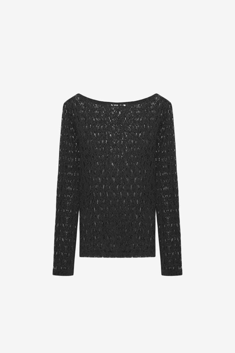 Dilvin Black DILVIN Slim Fit Lace Boat Neck Blouse for Women | Best Price UAE