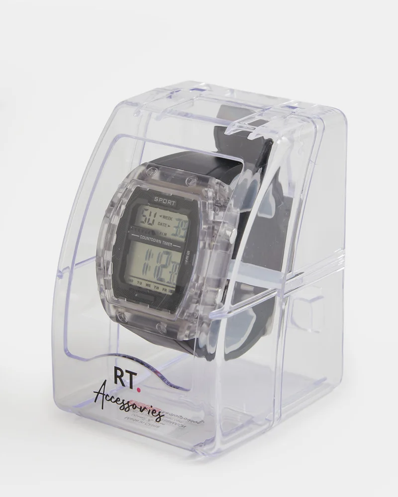 Redtag Boys Black Functional Digital Watch