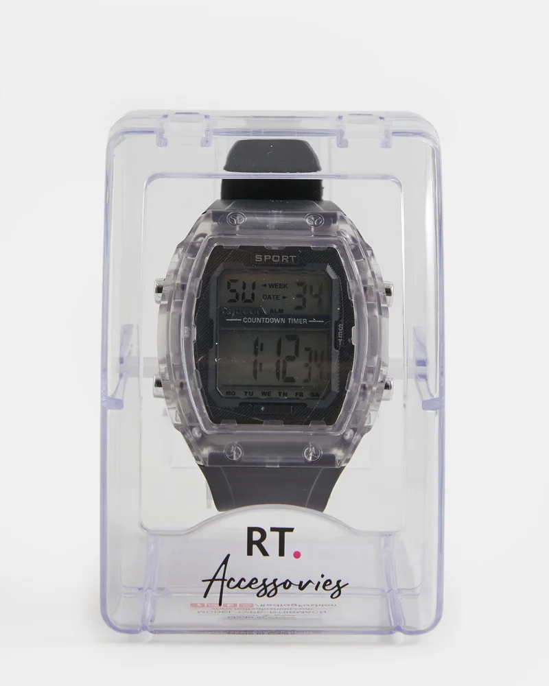 Redtag Boys Black Functional Digital Watch