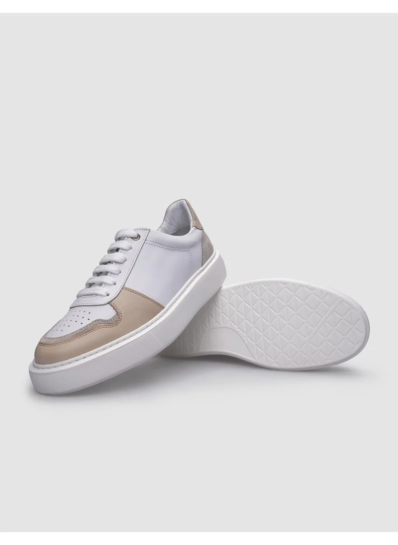 Cabani Leather White - Beige Laced Men's Sneaker