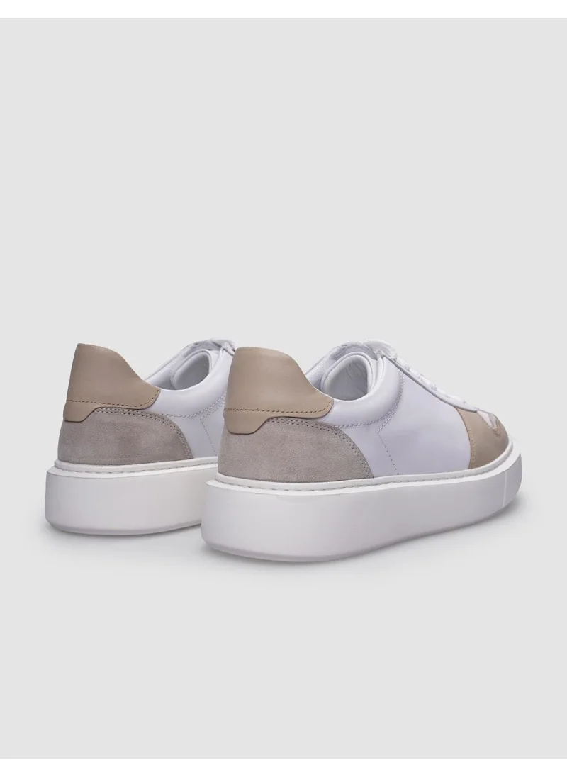 Cabani Leather White - Beige Laced Men's Sneaker