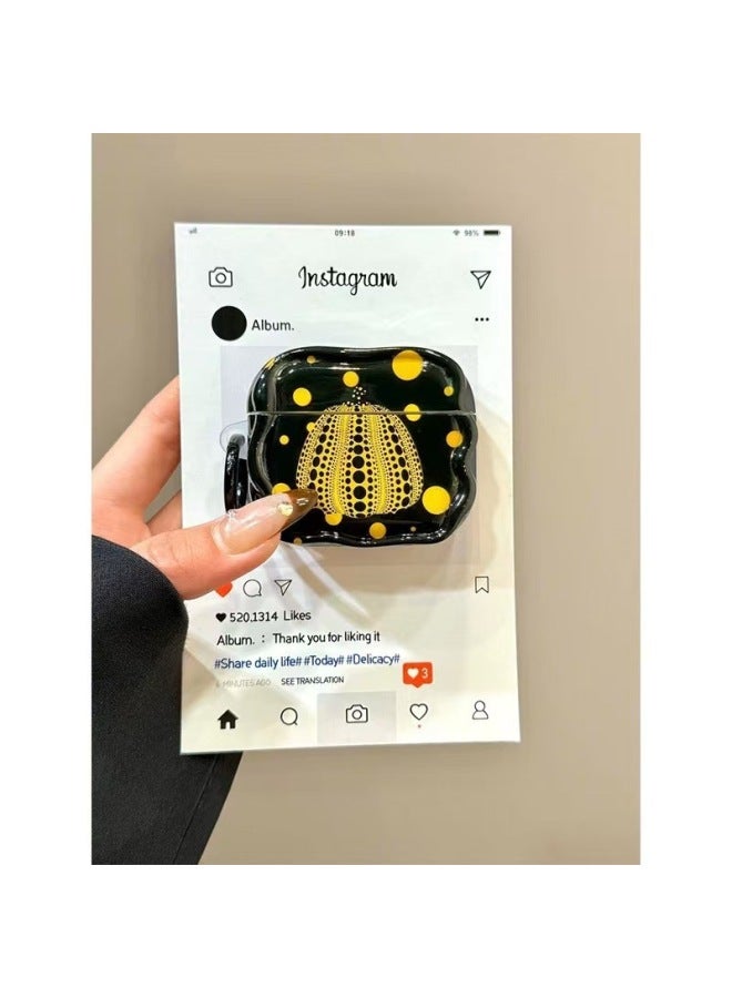 Loquat Full Screen Wave Pumpkin For Airpods3 Earphone Cover Airpods4/2/1 Generation Pro2 Generation Creative Personality Hard-Color:Maidened In The Grass 【red And White Pumpkin】-Model:AirPodspro - Image 3