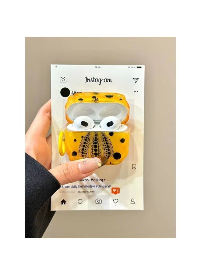 Loquat Full Screen Wave Pumpkin For Airpods3 Earphone Cover Airpods4/2/1 Generation Pro2 Generation Creative Personality Hard-Color:Maidened In The Grass 【red And White Pumpkin】-Model:AirPodspro - Image 4