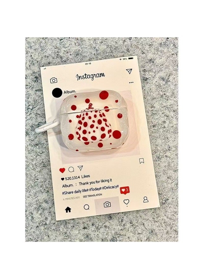 Loquat Full Screen Wave Pumpkin For Airpods3 Earphone Cover Airpods4/2/1 Generation Pro2 Generation Creative Personality Hard-Color:Maidened In The Grass 【red And White Pumpkin】-Model:AirPodspro - Image 1