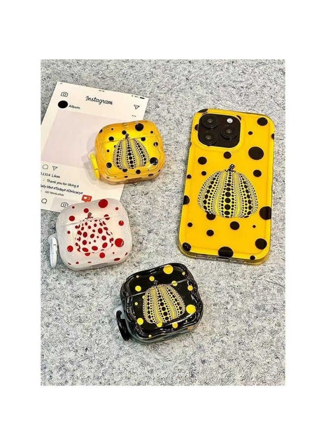 Loquat Full Screen Wave Pumpkin For Airpods3 Earphone Cover Airpods4/2/1 Generation Pro2 Generation Creative Personality Hard-Color:Maidened In The Grass 【red And White Pumpkin】-Model:AirPodspro - Image 2