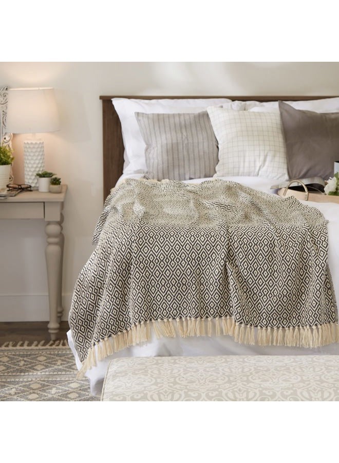 DII Rustic Farmhouse Double Diamond Woven Throw, 50x60, Mineral - Image 5