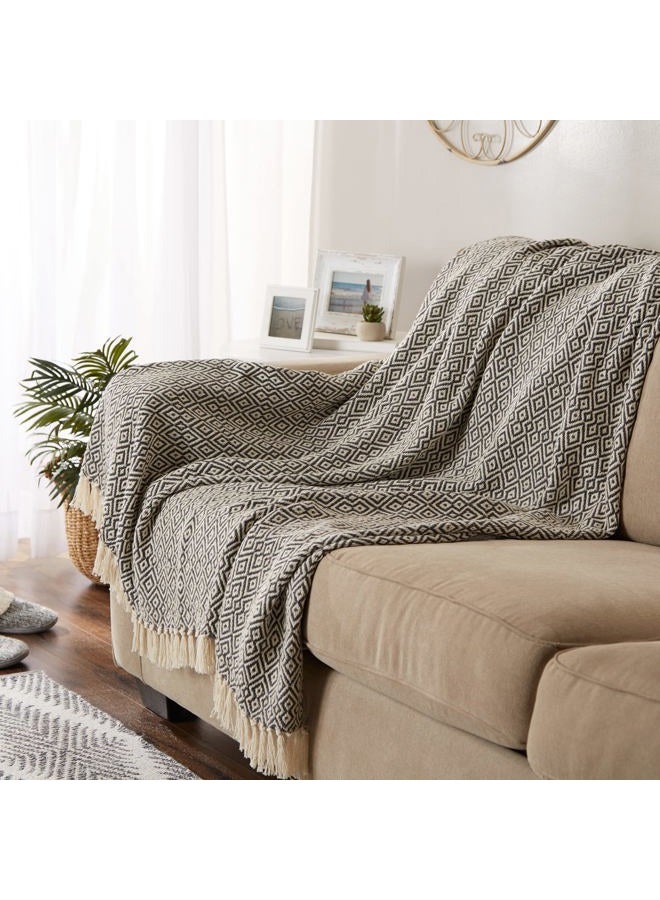DII Rustic Farmhouse Double Diamond Woven Throw, 50x60, Mineral - Image 4