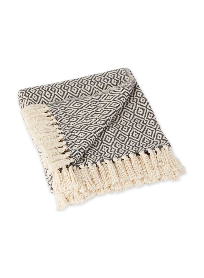 DII Rustic Farmhouse Double Diamond Woven Throw, 50x60, Mineral - Image 1