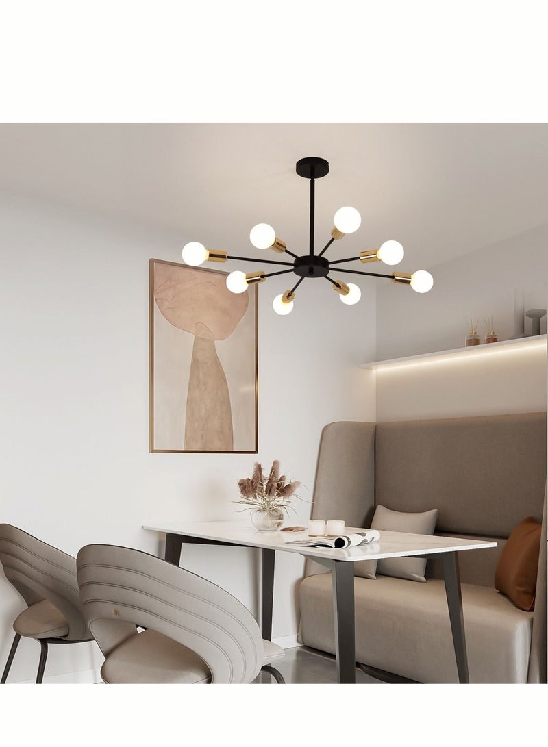 Haikomin Sputnik Chandeliers Semi Flush Mount Ceiling Light Industrial Black Ceiling Lamp Modern Hanging Chandelier Light For Kitchen Dining Room Living Room Farmhouse E27 Base - Image 5
