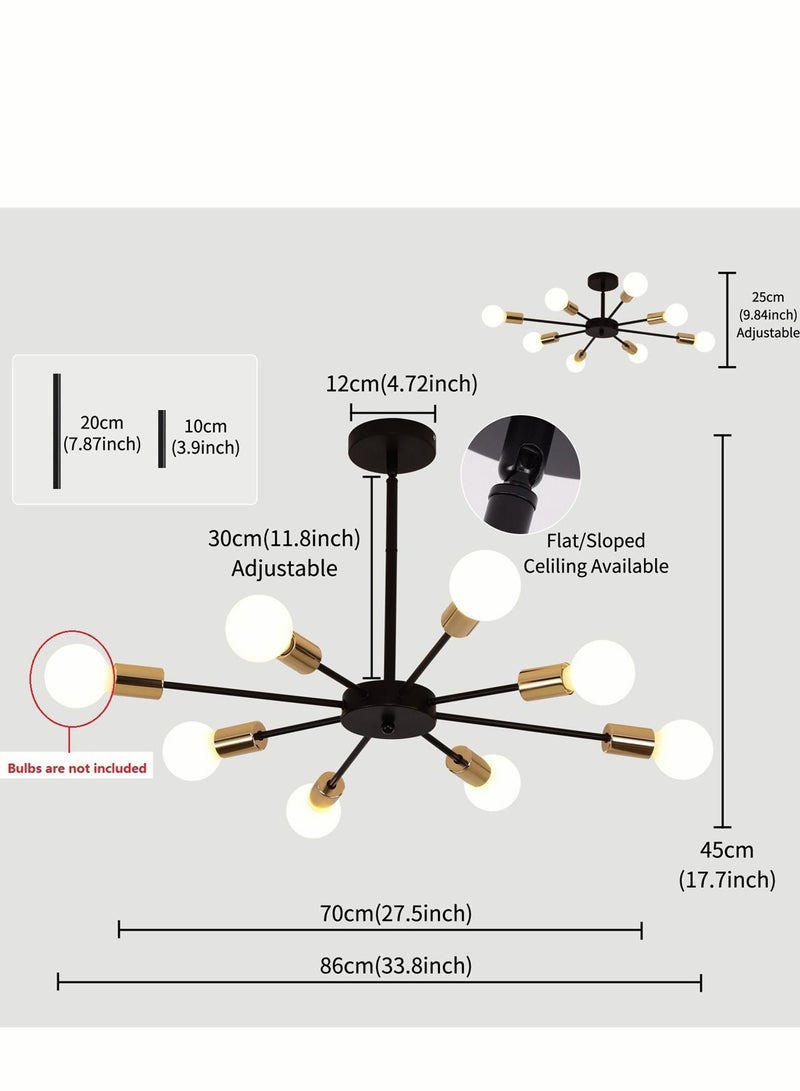 Haikomin Sputnik Chandeliers Semi Flush Mount Ceiling Light Industrial Black Ceiling Lamp Modern Hanging Chandelier Light For Kitchen Dining Room Living Room Farmhouse E27 Base - Image 3