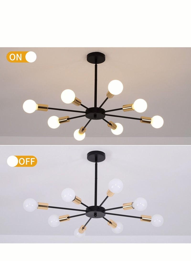 Haikomin Sputnik Chandeliers Semi Flush Mount Ceiling Light Industrial Black Ceiling Lamp Modern Hanging Chandelier Light For Kitchen Dining Room Living Room Farmhouse E27 Base - Image 4