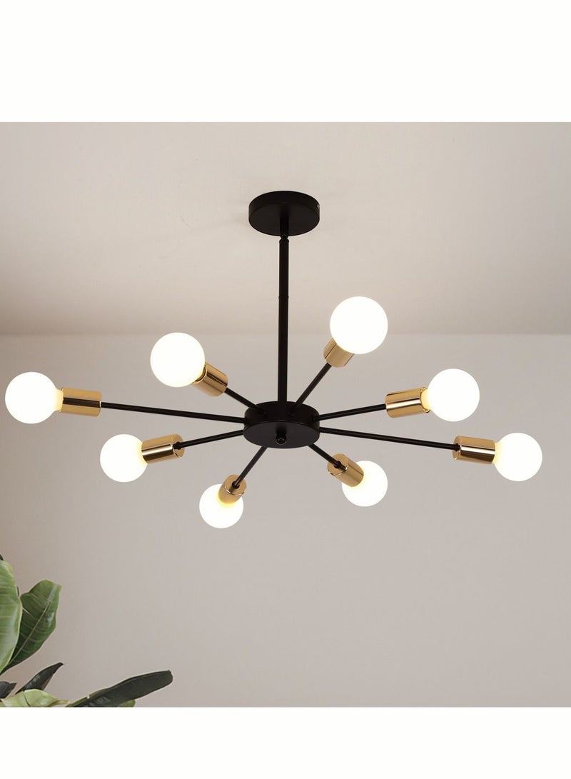 Haikomin Sputnik Chandeliers Semi Flush Mount Ceiling Light Industrial Black Ceiling Lamp Modern Hanging Chandelier Light For Kitchen Dining Room Living Room Farmhouse E27 Base - Image 2