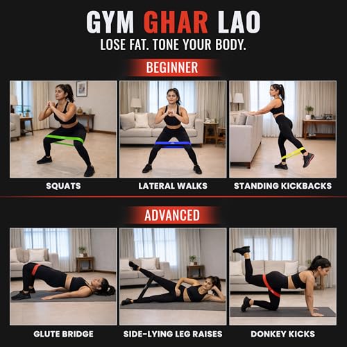 SLOVIC Resistance Bands Mini Loop | Loop Hip Band for Women & Men for Hip, Glutes, Legs and Squats Exercises | Thera Band for Fitness | Gym Equipment for Home Workout | Resistance Band Set of 3 - Image 4