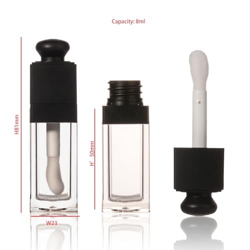 COSIDEA 18PCS Empty 8ML Square clear Lip Gloss Tube Black big doe foot wand lipgloss tubes for Lip oil tint bottles container - Image 2