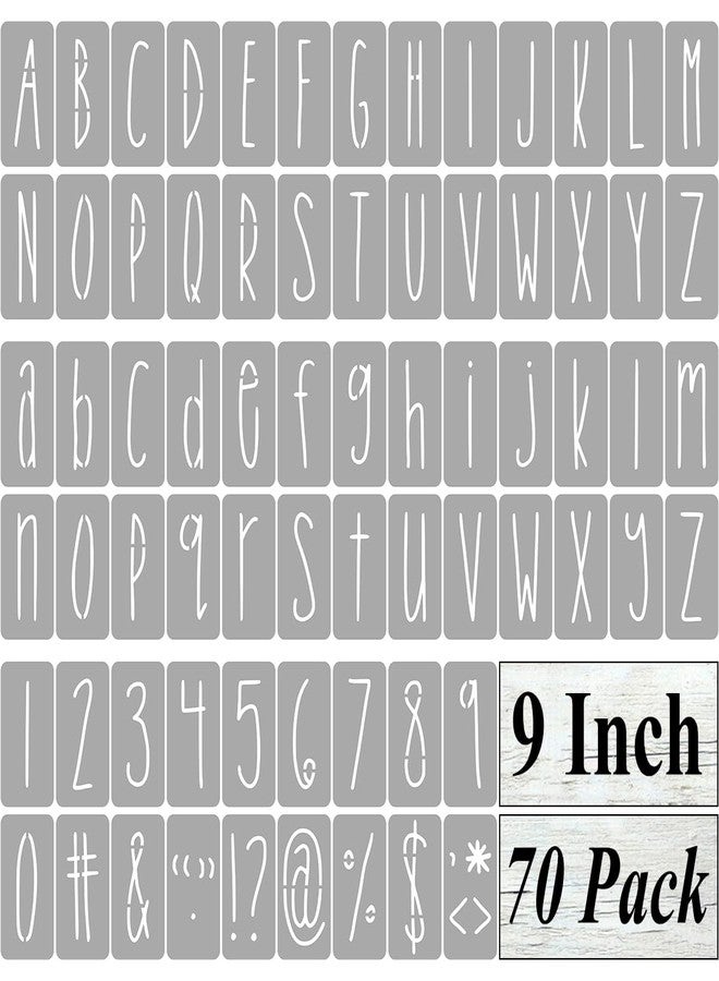 REOLAN 9 Inch Alphabet Letter Stencils for Painting - 70 Pack Letter and Number Stencil Templates with Signs for Painting on Wood, Reusable Skinny Letters Stencils for Chalkboard Wood Signs & Wall Art - Image 1