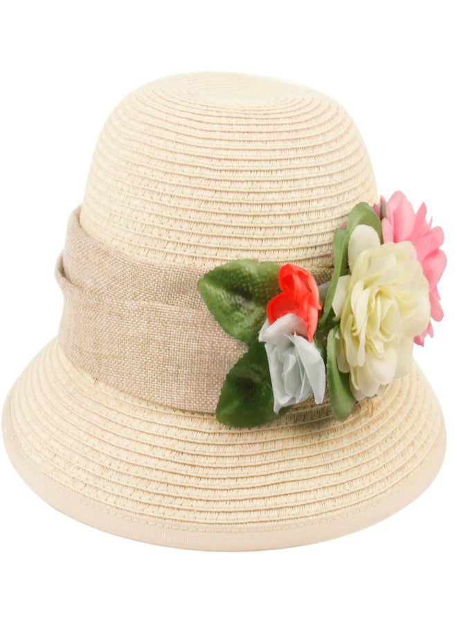 Epoch Women's Gatsby Linen Cloche Hat with Lace Band and Flower (CL2796 Natural)