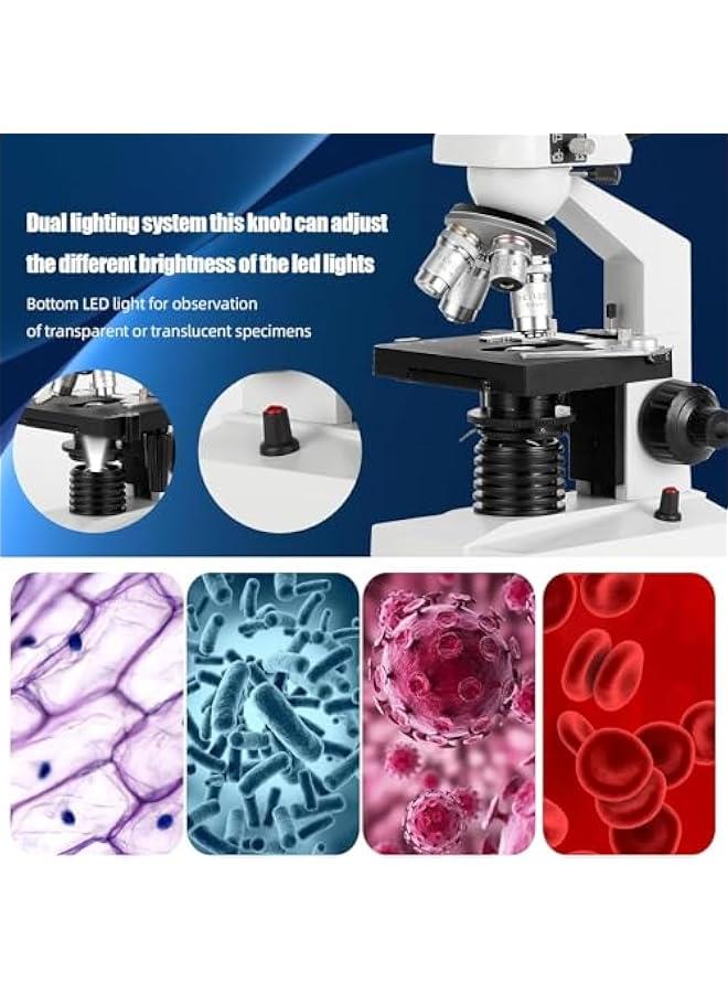 Arabest Compound trinocular Microscope, 40X-5000X Magnification, Digital Laboratory trinocular Compound LED Microscope with USB Camera and Mechanical Stage, WF10x and WF20x eyepieces, Abbe Condenser…  - Image 2