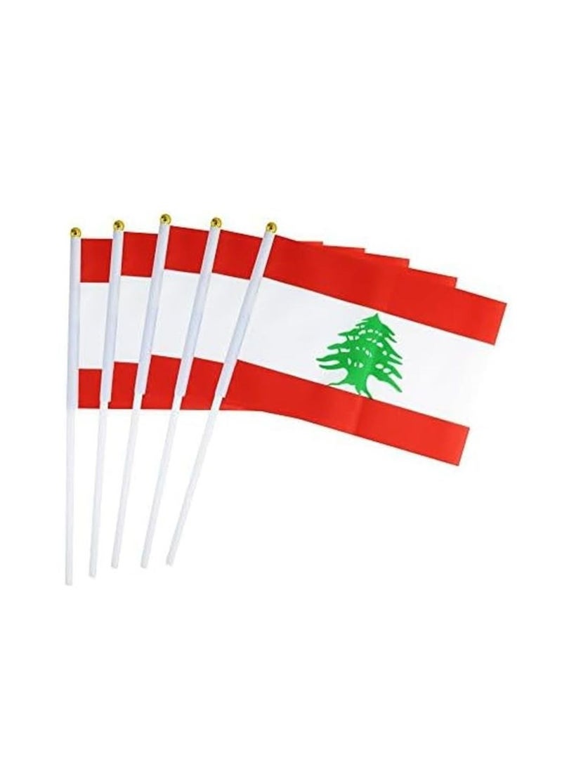 برينت شوب فور مي أعلام لبنان اليدوية الصغيرة للاحتفال، أعلام صغيرة محمولة باليد، هدايا تذكارية رائعة وتفضل الحفلات، أعلام محمولة للأطفال والكبار، زينة، أعلام البلاد، أحداث المهرجانات  - Image 1