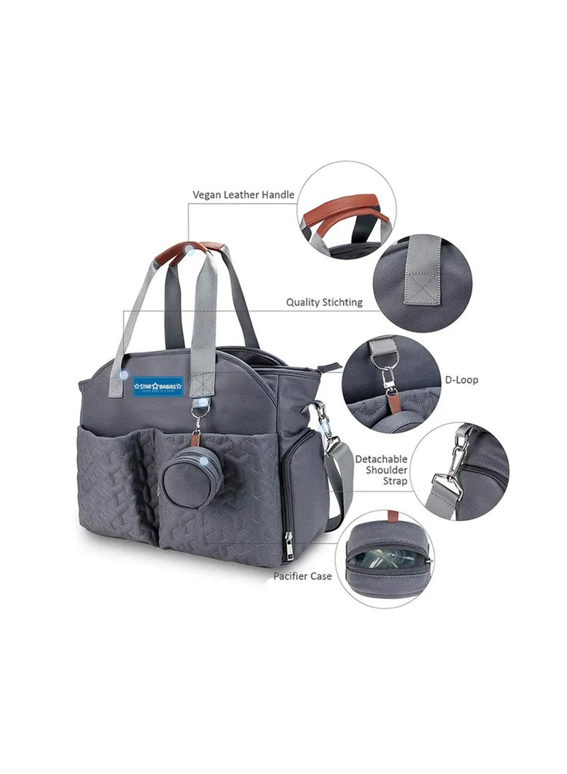 STAR BABiES Star Babies Combo Pack of 2 (Diaper portable bag with pacifier bag large capacity with Portable Diaper caddy Organizer) Grey  - Image 3