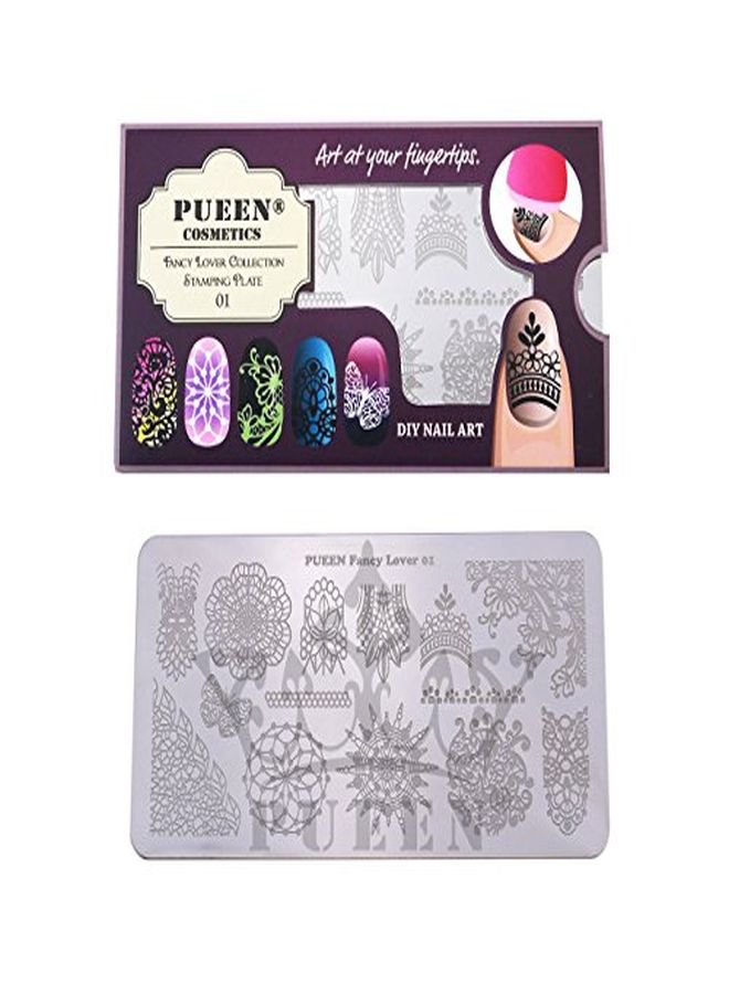 PUEEN Nail Art Stamping Plate - Fancy Lover 01-125X65Mm Unique Nailart Polish Stamping Manicure Image Plates Accessories Kit-Bh000555 - Image 1