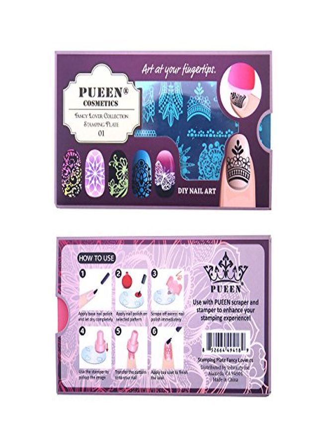 PUEEN Nail Art Stamping Plate - Fancy Lover 01-125X65Mm Unique Nailart Polish Stamping Manicure Image Plates Accessories Kit-Bh000555 - Image 4