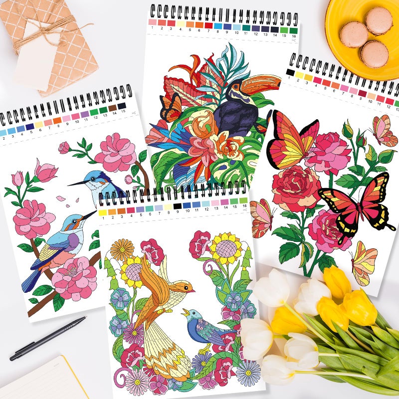 Kalysky Relaxation Adult Coloring Books - Color by Numbers,3 Coloring Books for Adult or Women,Theme - Flower,Butterfly,Animal - Image 5
